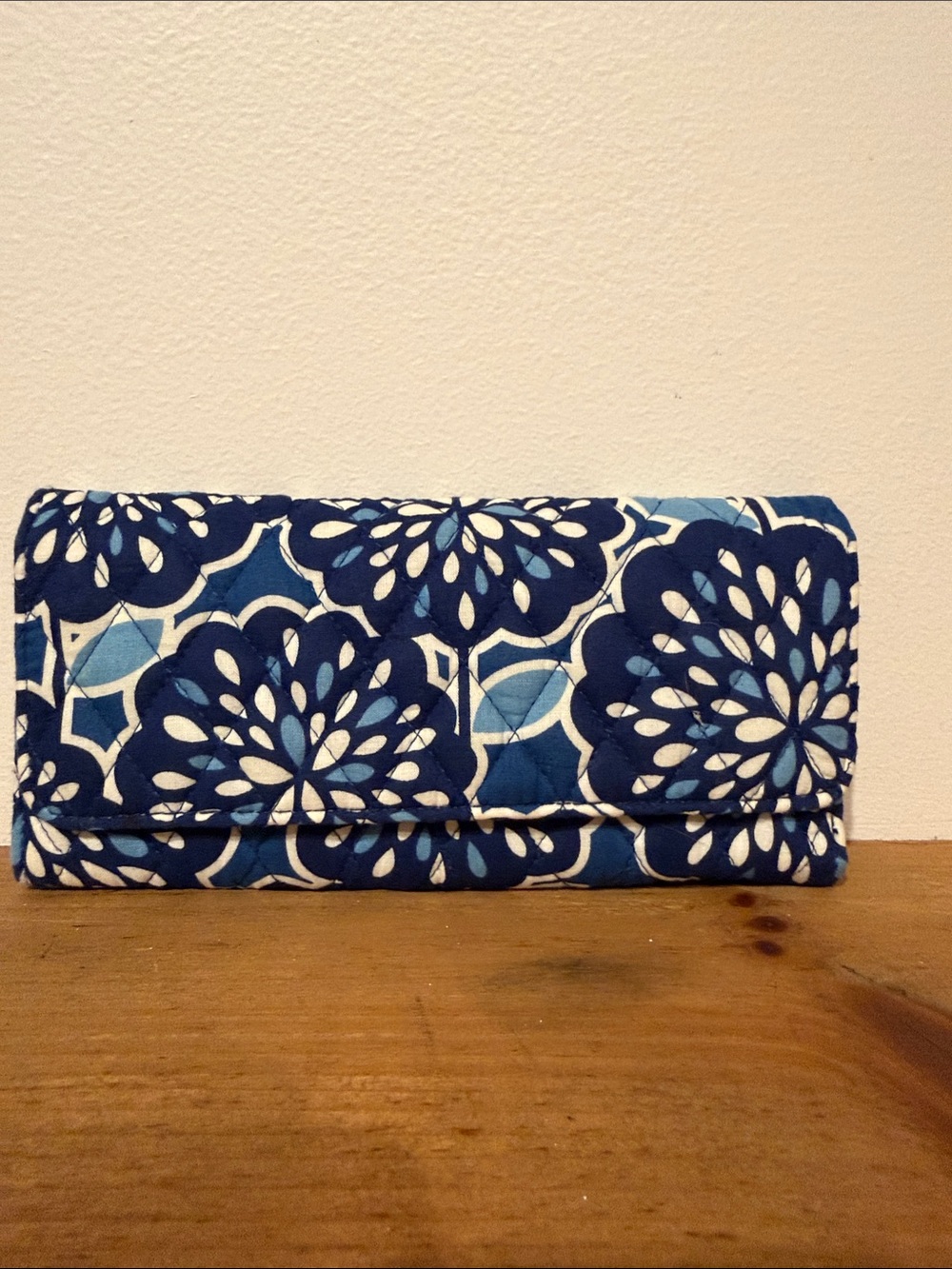 Vera Bradley Quilted Blue Floral Clutch Wallet